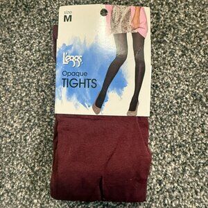Leggs opaque tights - NWT - burgundy/maroon color